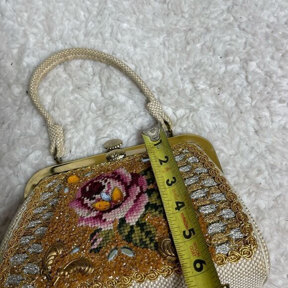 Awesome Vtg 50s CARON OF HOUSTON TEXAS Hand Crafted Sequins & Baubles Purse. - Picture 8 of 11